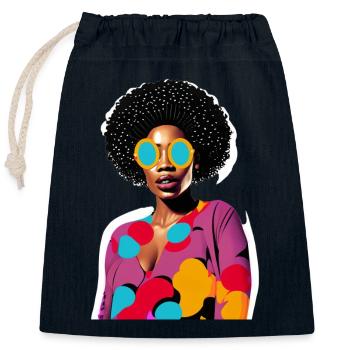 Black Woman - Verschließbarer Geschenkbeutel aus Baumwolle (25x30cm) - Navy - Vorne