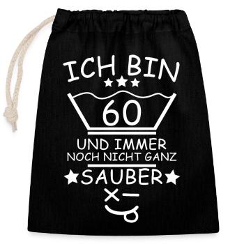 60. Geburtstag Wäsche Design - Verschließbarer Geschenkbeutel aus Baumwolle (25x30cm) - Schwarz - Vorne