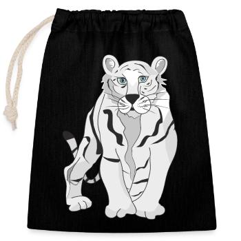 White Tiger - Closable cotton gift bag (25x30cm) - black - Front