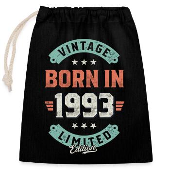 Millésime né en 1993 - Sac cadeau en coton avec cordon (25 x 30 cm) - noir - Devant