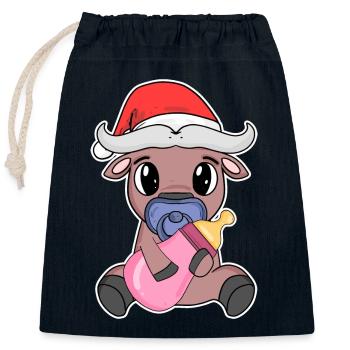 Ochse Baby Weihnachten - Verschließbarer Geschenkbeutel aus Baumwolle (25x30cm) - Navy - Vorne