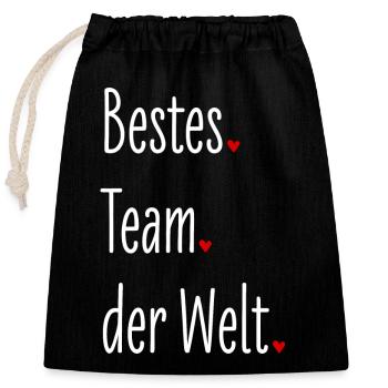 Bestes Team der Welt, Partnerlook, Familie, Liebe - Verschließbarer Geschenkbeutel aus Baumwolle (25x30cm) - Schwarz - Vorne