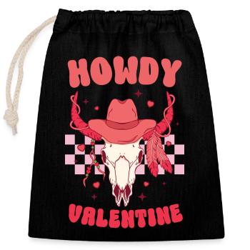 Howdy Valentine - Closable cotton gift bag (25x30cm) - black - Front