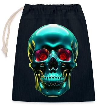 Green Skull - Closable cotton gift bag (25x30cm) - navy - Front