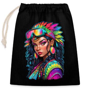 Afro Frau - Schönheit - Verschließbarer Geschenkbeutel aus Baumwolle (25x30cm) - Schwarz - Vorne