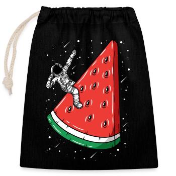 Watermelon Space Astronaut - Humorvoll - Verschließbarer Geschenkbeutel aus Baumwolle (25x30cm) - Schwarz - Vorne