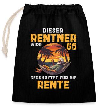 Lustig 65 Geburtstag Rentner 65 Jahre Rente Spruch - Verschließbarer Geschenkbeutel aus Baumwolle (25x30cm) - Schwarz - Vorne