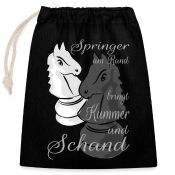 Schach - Verschließbarer Geschenkbeutel aus Baumwolle (25x30cm) - Schwarz - Vorne