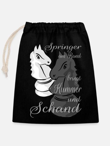 Schach - Verschließbarer Geschenkbeutel aus Baumwolle (25x30cm) - Schwarz