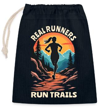 Real Runners Run Trails - Trail Running - Sac cadeau en coton avec cordon (25 x 30 cm) - bleu marine - Devant