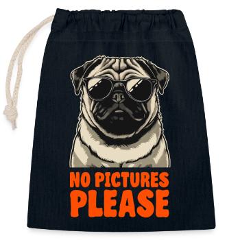 Pug with Sunglasses - No Pictures Please - Privacy - Closable cotton gift bag (25x30cm) - navy - Front