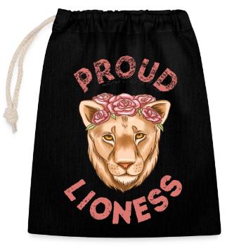 Proud Lioness Leo astrological zodiac sign - Closable cotton gift bag (25x30cm) - black - Front