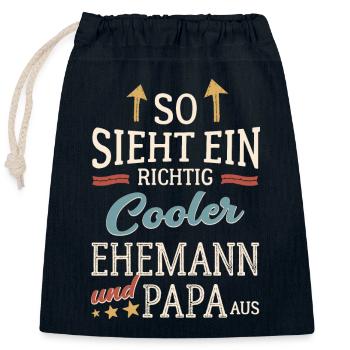 So sieht ein cooler Ehemann und Papa aus Vatertag - Verschließbarer Geschenkbeutel aus Baumwolle (25x30cm) - Navy - Vorne