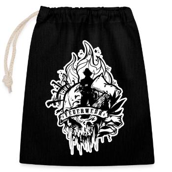 Fire Brigade Flames Skull Firefighter - Closable cotton gift bag (25x30cm) - black - Front