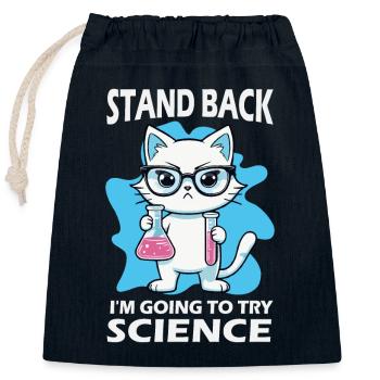 Résignation - J’essaie la science - Sac cadeau en coton avec cordon (25 x 30 cm) - bleu marine - Devant