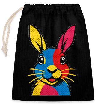 Rabbit Pop Art - Closable cotton gift bag (25x30cm) - black - Front