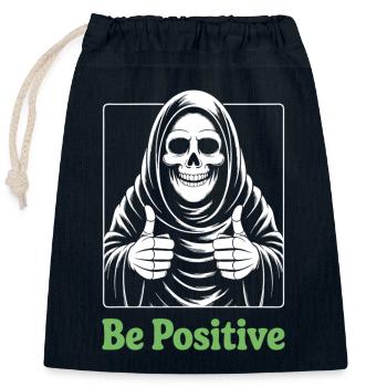 Be Positive Grim Reaper - Verschließbarer Geschenkbeutel aus Baumwolle (25x30cm) - Navy - Vorne