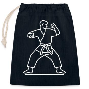 Croquis de Karateka - Sac cadeau en coton avec cordon (25 x 30 cm) - bleu marine - Devant