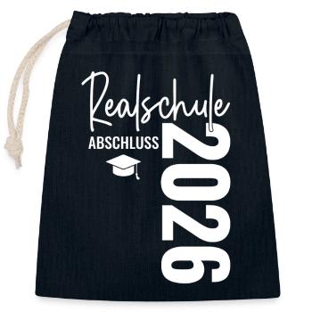 Realschule Abschluss - Realschulabschluss 2026 - Verschließbarer Geschenkbeutel aus Baumwolle (25x30cm) - Navy - Vorne