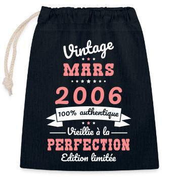 20 Year Anniversary - Vintage - March 2006 - Closable cotton gift bag (25x30cm) - navy - Front