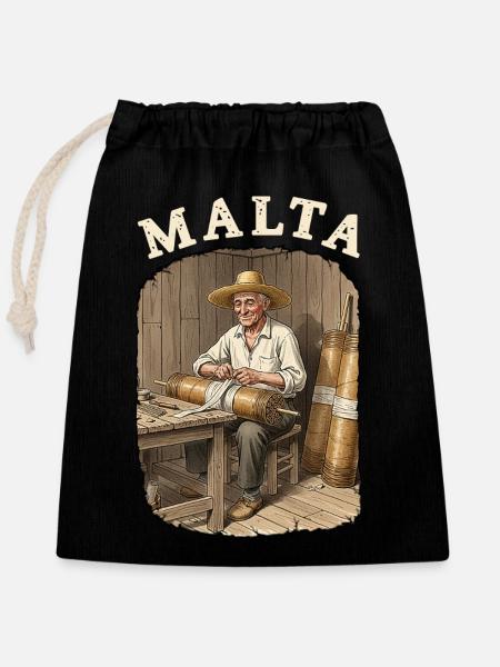 Malta Pyro Fireworks - Verschließbarer Geschenkbeutel aus Baumwolle (25x30cm) - Schwarz
