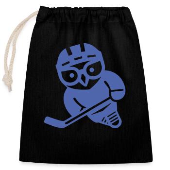 Eishockey Eule Silhouette Schneeeule Spieler - Verschließbarer Geschenkbeutel aus Baumwolle (25x30cm) - Schwarz - Vorne