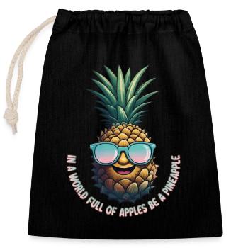Ananas Pineapple Cool Sonnenbrille Geschenk - Verschließbarer Geschenkbeutel aus Baumwolle (25x30cm) - Schwarz - Vorne