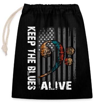 Le blues lives vintage blues design - Sac cadeau en coton avec cordon (25 x 30 cm) - noir - Devant