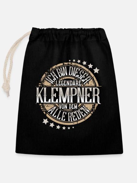 Klempner - Verschließbarer Geschenkbeutel aus Baumwolle (25x30cm) - Schwarz