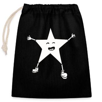Weihnachtsstern, niedlich mit einem Lächeln - Verschließbarer Geschenkbeutel aus Baumwolle (25x30cm) - Schwarz - Vorne
