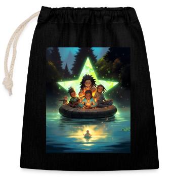 A passion for travel - Closable cotton gift bag (25x30cm) - black - Front