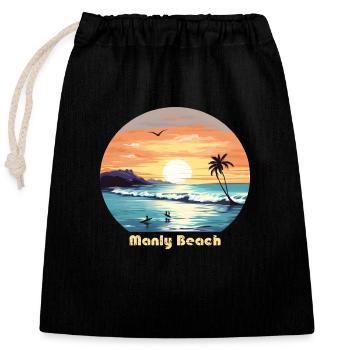 Manly Beach - Closable cotton gift bag (25x30cm) - black - Front