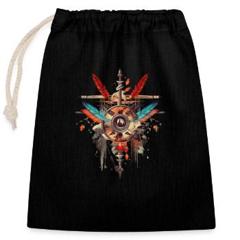 Attrape-rêves - Sac cadeau en coton avec cordon (25 x 30 cm) - noir - Devant