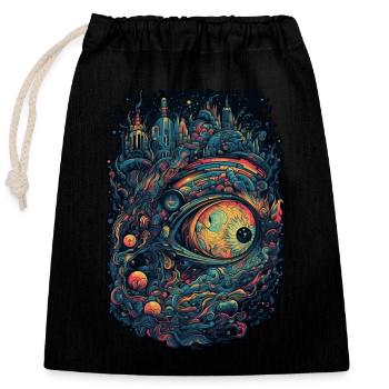 Trippy Explosion - Psychedelic Motif - Closable cotton gift bag (25x30cm) - black - Front
