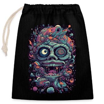 Trippy Explosion - Psychedelic Motif - Closable cotton gift bag (25x30cm) - black - Front
