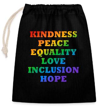 LGBTQ-Pride-Werte - Verschließbarer Geschenkbeutel aus Baumwolle (25x30cm) - Schwarz - Vorne