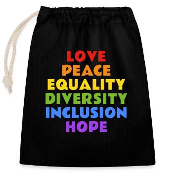LGBTQ-Pride-Werte - Verschließbarer Geschenkbeutel aus Baumwolle (25x30cm) - Schwarz - Vorne