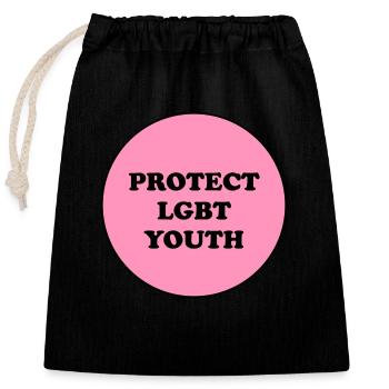 Protect LGBT Youth - Closable cotton gift bag (25x30cm) - black - Front