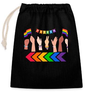 Pride Finger - Closable cotton gift bag (25x30cm) - black - Front