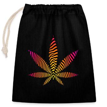 Hemp Leaf Cannabis THC Legal Cannabisclub High - Closable cotton gift bag (25x30cm) - black - Front