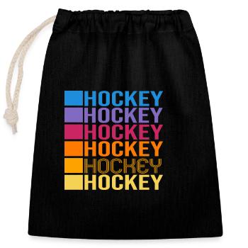 Hockey sur gazon Hockey Club de hockey « Hockey-color » - Sac cadeau en coton avec cordon (25 x 30 cm) - noir - Devant