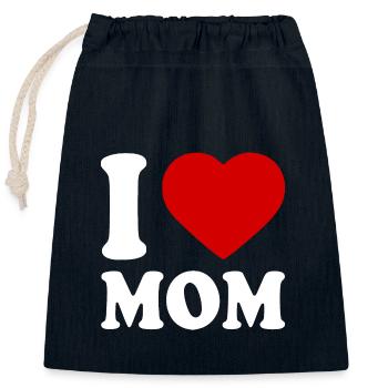 I love mom - Verschließbarer Geschenkbeutel aus Baumwolle (25x30cm) - Navy - Vorne