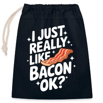 Bacon Frühstück Speck - Verschließbarer Geschenkbeutel aus Baumwolle (25x30cm) - Navy - Vorne