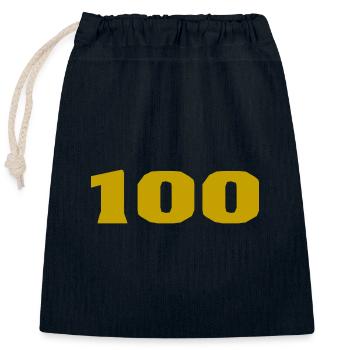 100. 100 YEARS. 100th ANNIVERSARY. 100 BIRTHDAY - Closable cotton gift bag (25x30cm) - navy - Front