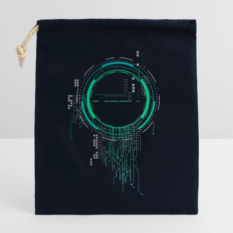 cpu pc platine raumschiff code nerd pc pixel coder Verschließbarer Geschenkbeutel aus Baumwolle (25x30cm)