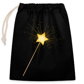 baguette magique étoile dorée pour les fées à conjurer - Sac cadeau en coton avec cordon (25 x 30 cm) - noir - Devant