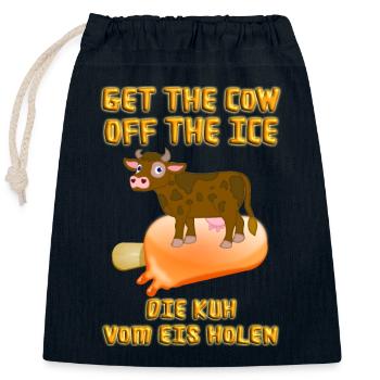 Get the cow off the ice. Get the cow off the ice - Closable cotton gift bag (25x30cm) - navy - Front