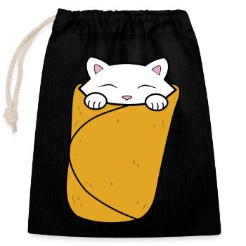 Purrito, cute cat burrito. - Closable cotton gift bag (25x30cm) - black - Front