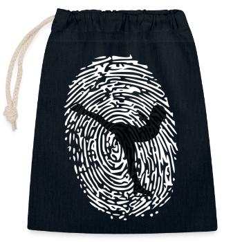 Figure skating fingerprint - Closable cotton gift bag (25x30cm) - navy - Front