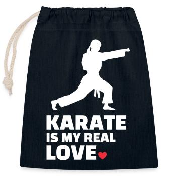 Ich Liebe Karate - Verschließbarer Geschenkbeutel aus Baumwolle (25x30cm) - Navy - Vorne